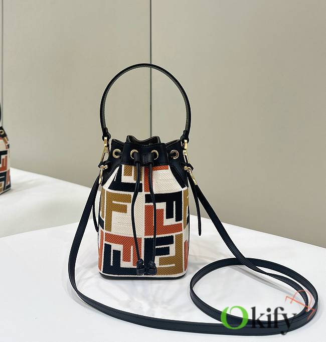 Okify Fendi Mon Tresor Bucket Bag In Orange And Brown 12x18x10cm  - 1