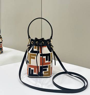 Okify Fendi Mon Tresor Bucket Bag In Orange And Brown 12x18x10cm 