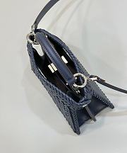 Okify Fendi Peekaboo ISeeU Interlace Leather Bag In Blue 20x10.5x15cm - 5