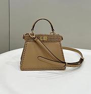 Okify Fendi Peekaboo ISeeU Interlace Leather Bag In Beige 20x10.5x15cm - 2