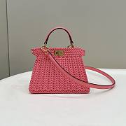 Okify Fendi Peekaboo ISeeU Interlace Leather Bag In Pink 20x10.5x15cm - 2