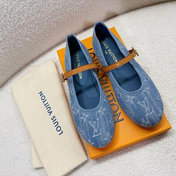 Okify Louis Vuitton Ballet Shoes In Denim Blue EU35-41