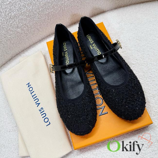 Okify Louis Vuitton Romy Flat Ballerina Ballet Shoes In Black 1AGZ92 EU35-41 - 1