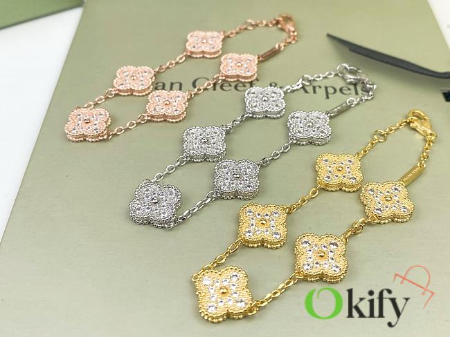 Okify VCA Five Flowers Diamond Gold/Silver/Rose Gold Bracelet 21162 - 1