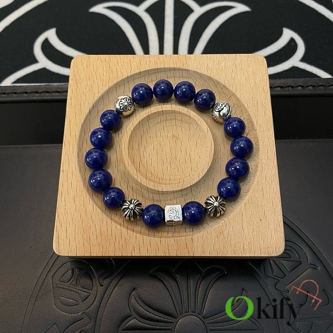 Okify Chrome Hearts Blue Bead Bracelet 21167 - 1