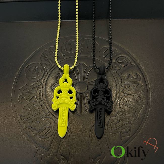 Okify Chrome Hearts Black/Green Necklace 21169 - 1