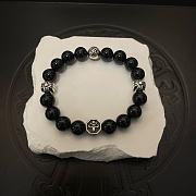 Okify Chrome Heart Black Bead Bracelet 21171 - 6