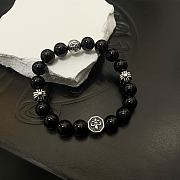 Okify Chrome Heart Black Bead Bracelet 21171 - 5