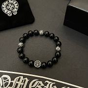 Okify Chrome Heart Black Bead Bracelet 21171 - 4