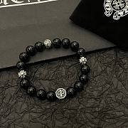 Okify Chrome Heart Black Bead Bracelet 21171 - 3