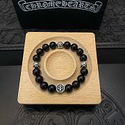 Okify Chrome Heart Black Bead Bracelet 21171 - 2