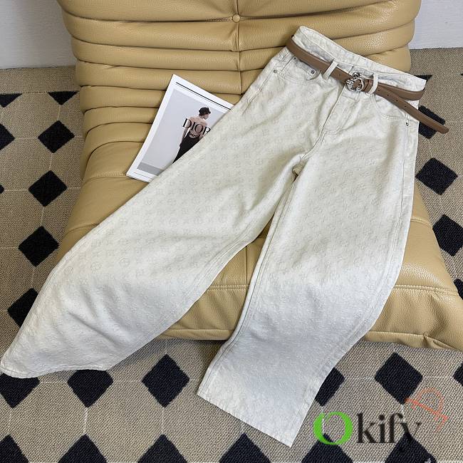 Okify Louis Vuitton White Jeans SML  - 1