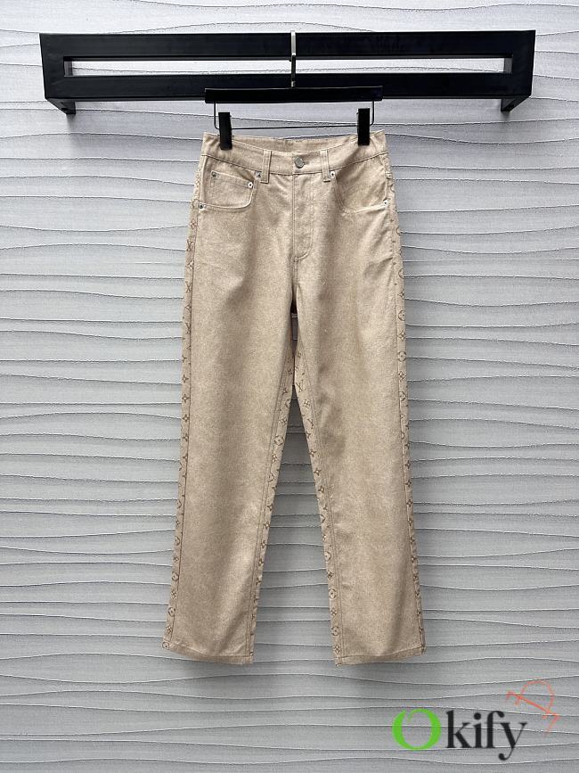 Okify Louis Vuitton High Waist Beige Trousers SML  - 1