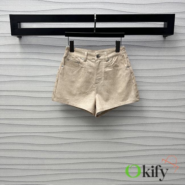 Okify Louis Vuitton High Waist Beige Shorts SML  - 1