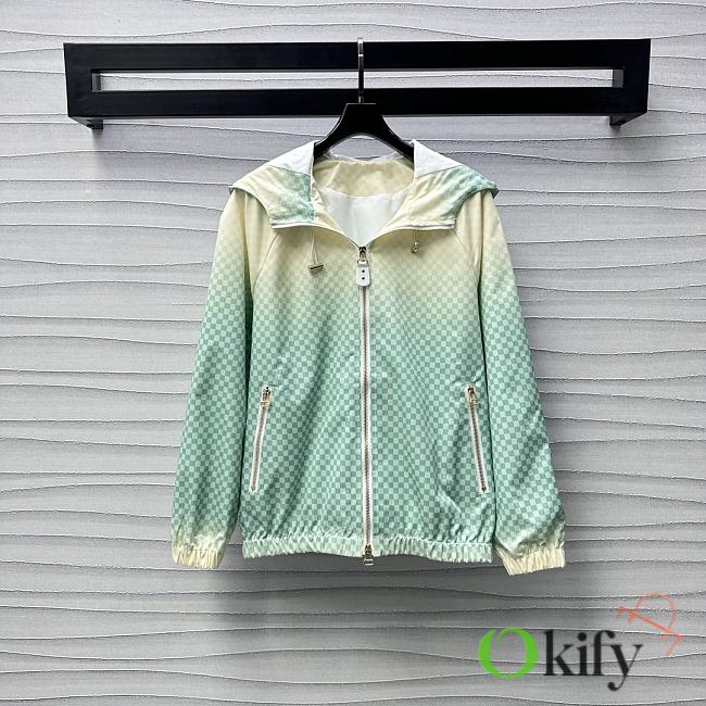 Okify Louis Vuitton Gradient Green And Yellow Hooded Jacket SML  - 1