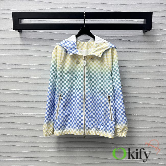 Okify Louis Vuitton Gradient Green, Blue And Yellow Hooded Jacket SML  - 1