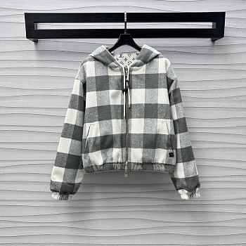 Okify Louis Vuitton Grey Plaid Hooded Jacket SML  