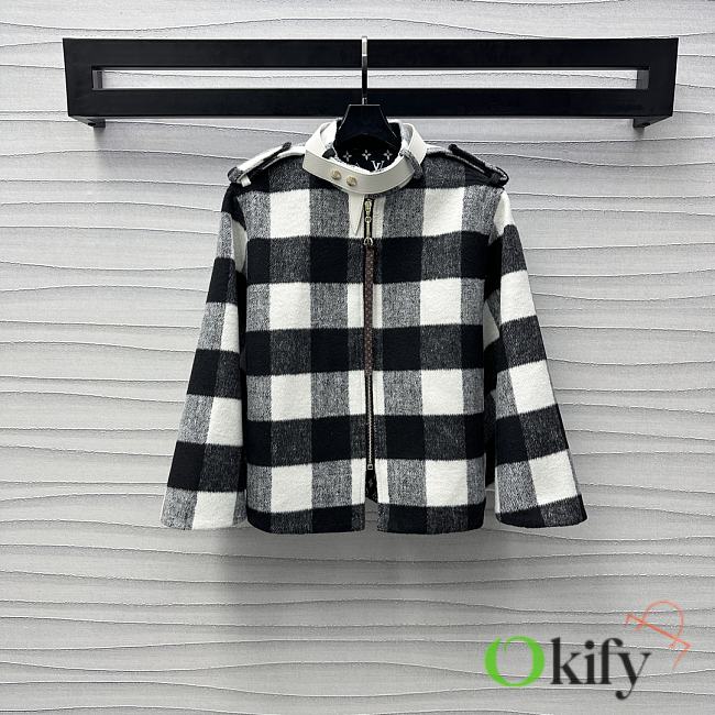 Okify Louis Vuitton Black Plaid Wool Coat SML  - 1