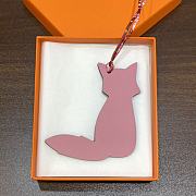 Okify Hermes Fox Double Side Bag Charm In Pink And Dark Brown - 1