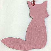 Okify Hermes Fox Double Side Bag Charm In Pink And Dark Brown - 2