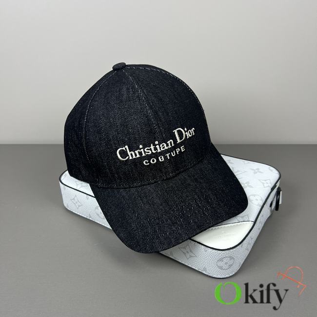 Okify Dior Black Denim Baseball Cap  - 1