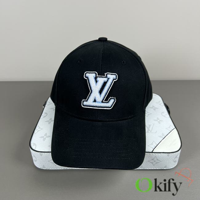 Okify Louis Vuitton Black Baseball Cap With Blue Logo  - 1