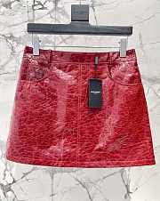 Okify YSL Set Of Red Leather Tank Top, Skirt And Jacket SML  - 4