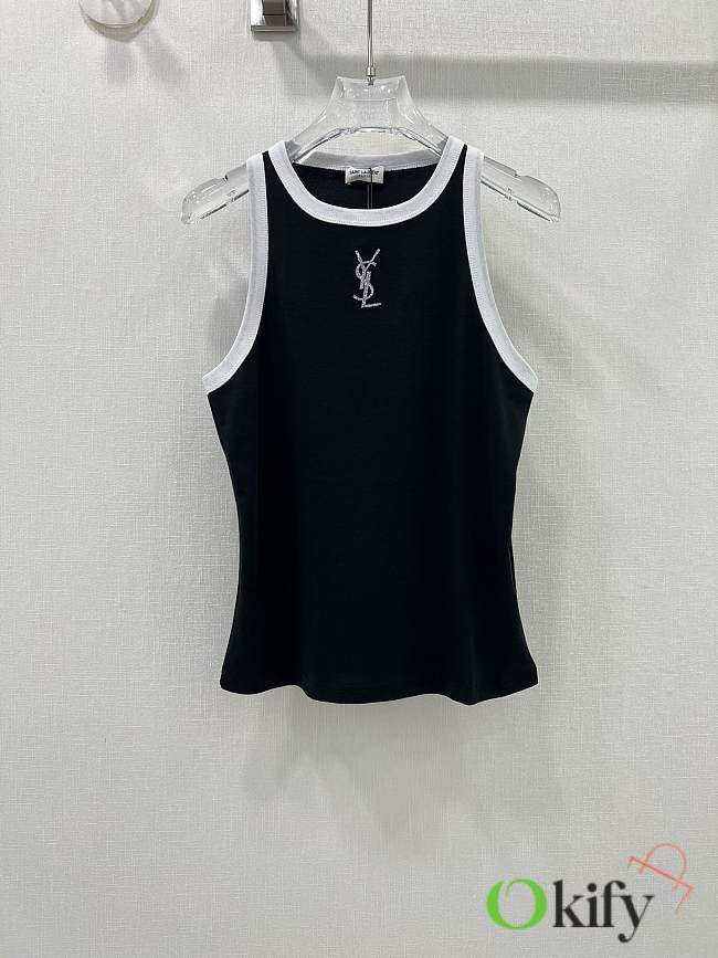 Okify YSL Black And White Cotton Tank Top SML - 1