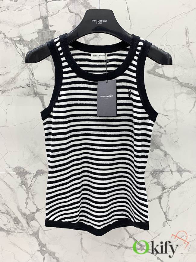 Okify YSL Black And White Stripe Tank Top SML  - 1