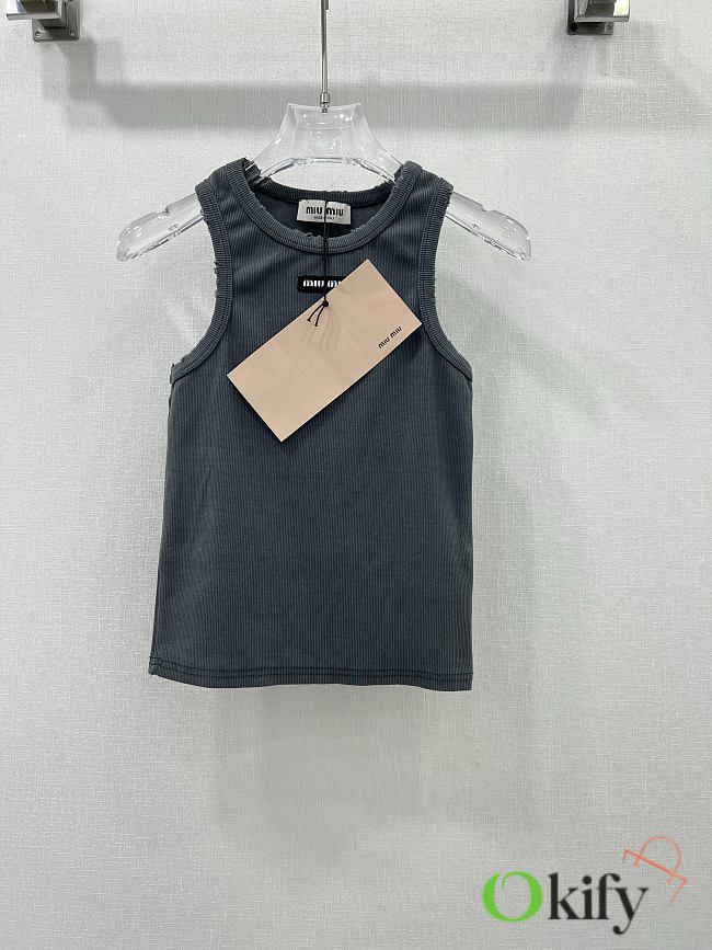 Okify MiuMiu Grey Gray Cotton Tank Top SML  - 1