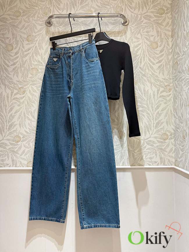 Okify Prada High Waist Blue Jeans SML  - 1