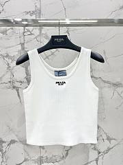 Okify Prada White Knitted Tank Top SML  - 1