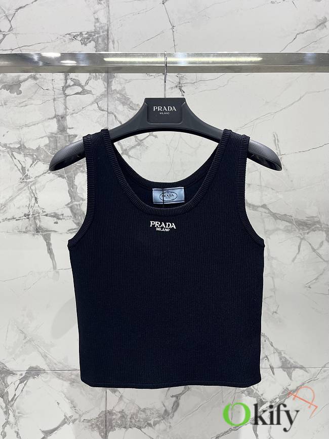 Okify Prada Black Knitted Tank Top SML  - 1