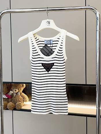 Okify Prada Black And White Stripes Wool Tank Top SML