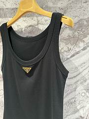 Okify Prada Black Tank Top With Gold Logo SML  - 5