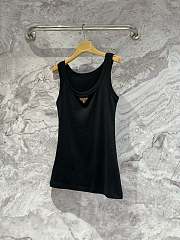 Okify Prada Black Tank Top With Gold Logo SML  - 1