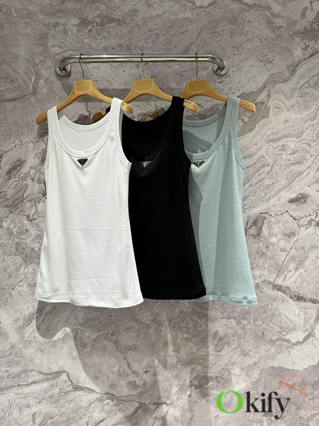 Okify Prada Tank Top With Silver Logo SML  - 1