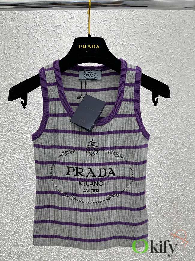 Okify Prada Purple Stripe Tank Top - 1