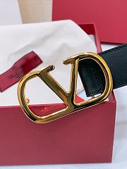 Okify Valentino Gold Buckle Black Belt 3cm 21374 - 2