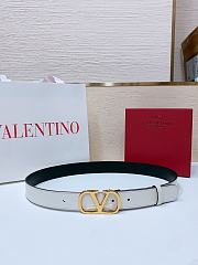 Okify Valentino Gold Buckle White Belt 3cm 21375 - 1