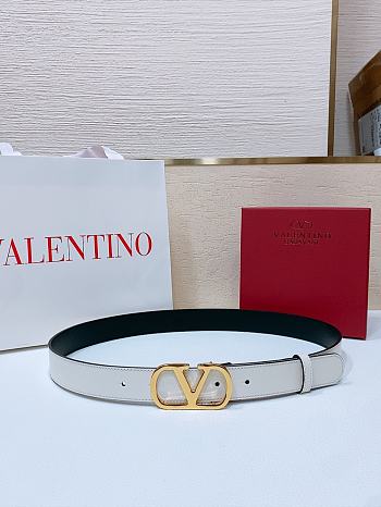 Okify Valentino Gold Buckle White Belt 3cm 21375