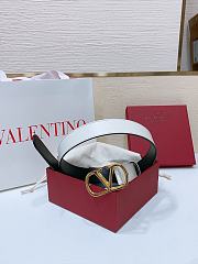 Okify Valentino Gold Buckle White Belt 3cm 21375 - 2