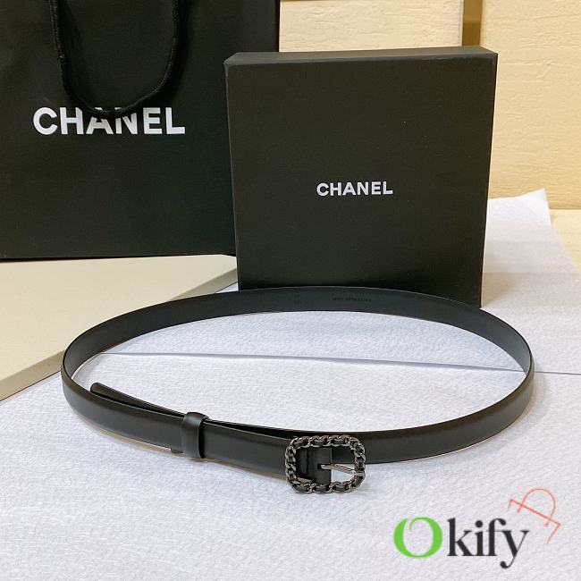 Okify CC Black Retangle Buckle Black Belt 2cm 21386 - 1