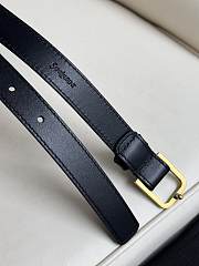 Okify YSL Gold Retangle Buckle Black Plain Belt 2cm 21388 - 5