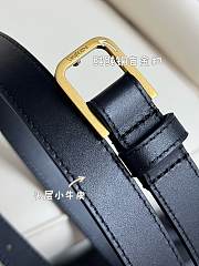 Okify YSL Gold Retangle Buckle Black Plain Belt 2cm 21388 - 3