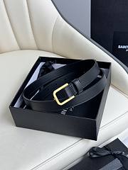 Okify YSL Gold Retangle Buckle Black Plain Belt 2cm 21388 - 1