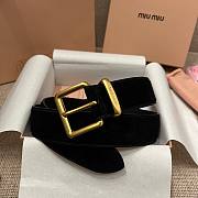 Okify MiuMiu Gold Buckle Black Suede Belt 3.5cm 21389 - 5