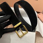 Okify MiuMiu Gold Buckle Black Suede Belt 3.5cm 21389 - 4