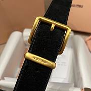 Okify MiuMiu Gold Buckle Black Suede Belt 3.5cm 21389 - 2