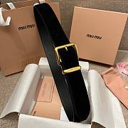 Okify MiuMiu Gold Buckle Black Suede Belt 3.5cm 21389 - 1